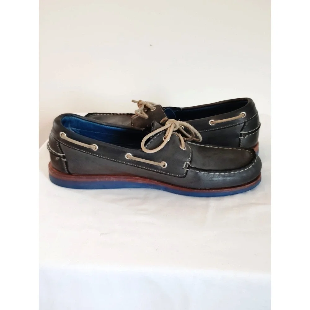 Allen Edmonds South Shore Men 9.5D Nautical Navy Blue Leather Boat Shoe Moc Toe